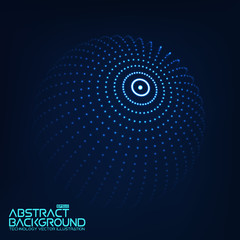 Poster - abstract 3d illuminated distorted mesh sphere . neon sign . futuristic technology hud element . eleg