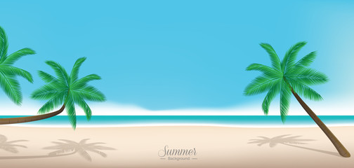 Wall Mural - Summer beach vector background - panoramic banner