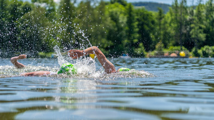 Wall Mural - Triathletes at a Triathlon