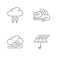 Four Flat Modern Weather Icons