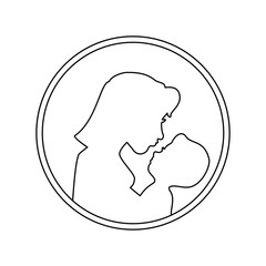 Sticker - frame with mother holding a baby icon over white background vector illustration