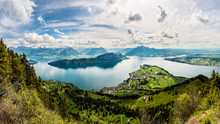 Panorama, Sicht Auf Vierwaldstättersee Und Weggis Von Der Rigi Aus, Schweiz, Europa 