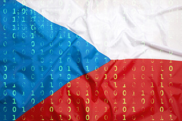 Sticker - Binary code with Czech Republic flag, data protection concept