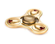 Golden Fidget Spinner Stress Relieving Toy Isolated On White Background