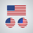 American trio flags, vector illustration
