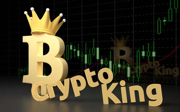 Bitcoin currency sign and text CryptoKing.
