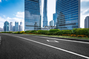 Wall Mural - Empty downtown street intersection,shot in Shanghai,China.