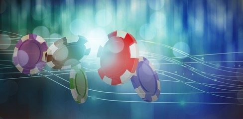 Poster - Composite image of illustration of 3d gambling chips