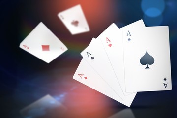 Poster - Composite 3d image of digital image playing cards