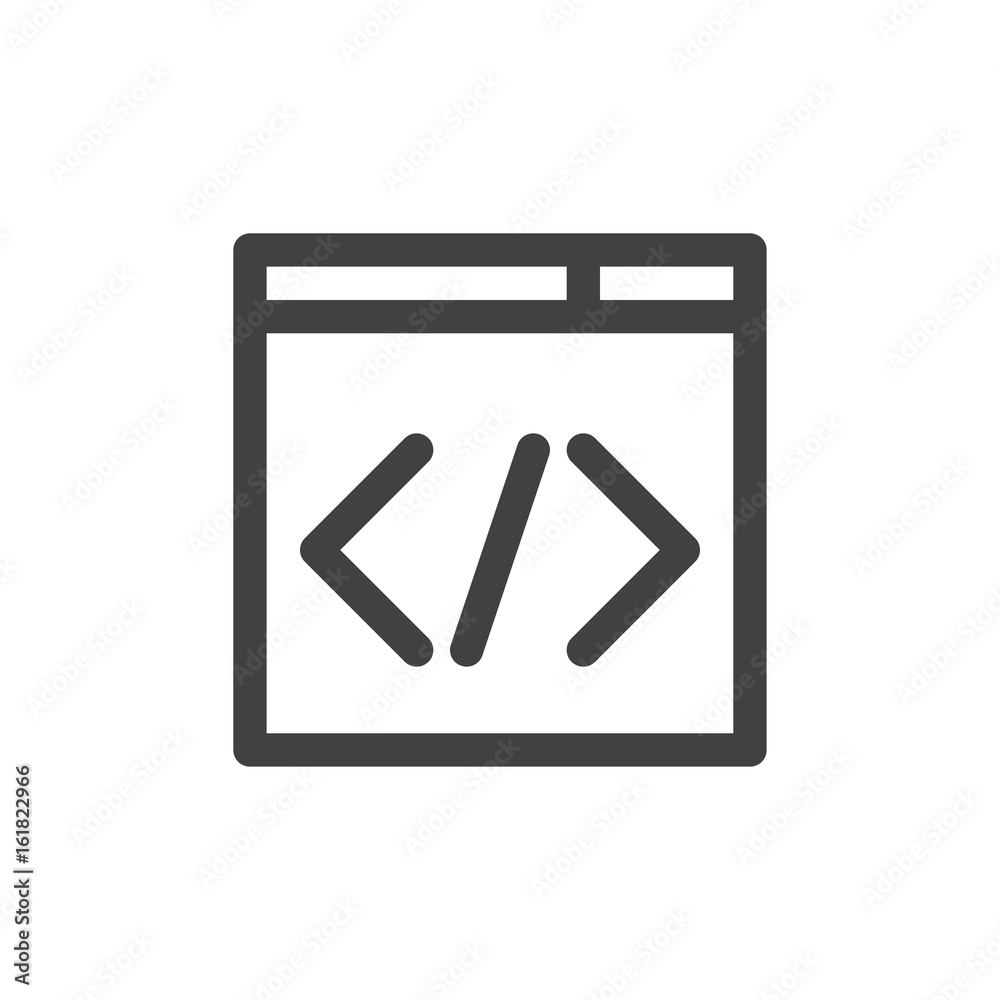 Custom code line icon, outline vector sign, linear style pictogram isolated on white. Coding symbol, logo illustration. Thick line design. Pixel perfect graphics