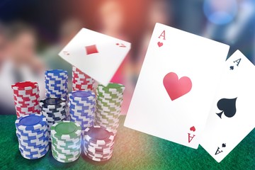 Poster - Composite 3d image of ace of hearts card