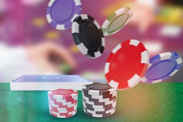 Poster - Composite image of illustration of 3d gambling chips