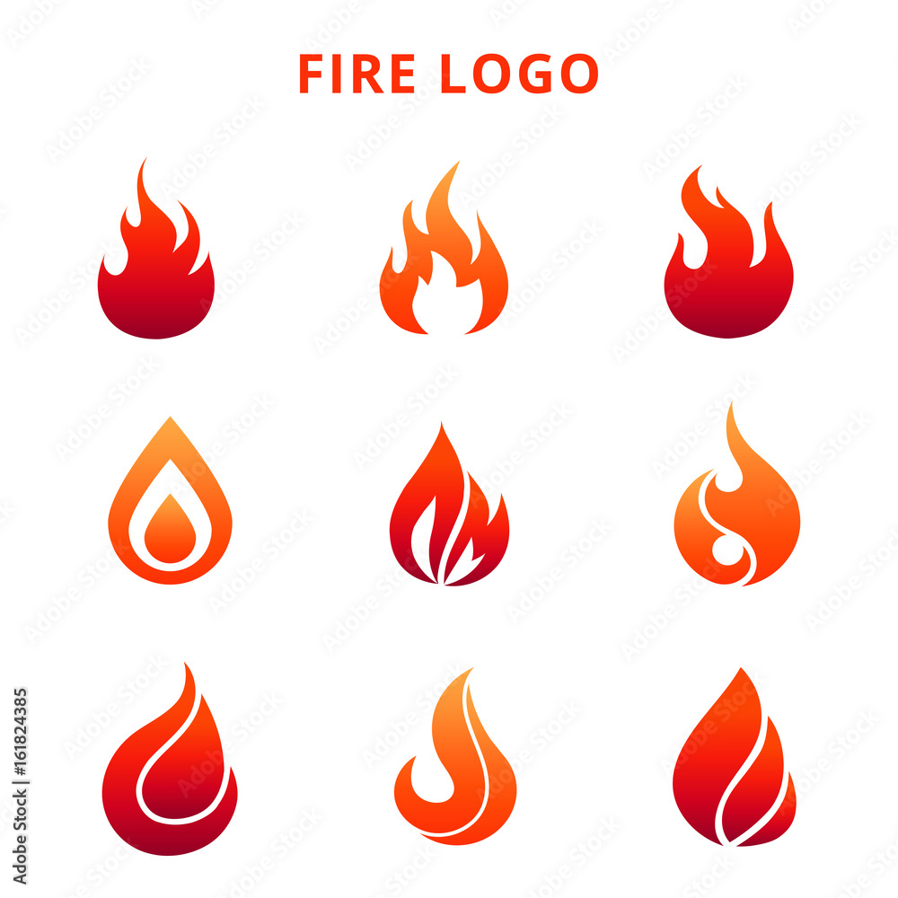 Colorful flame of fire logo isolated on white background - obrazy, fototapety, plakaty 
