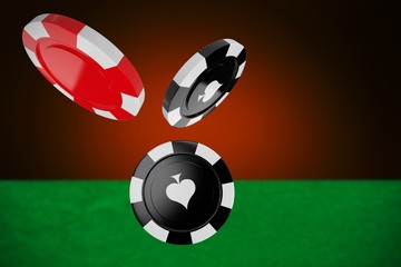 Poster - Composite image of 3d image of red casino token