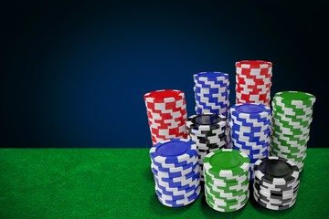 Poster - Composite image of computer generated 3d image of gambling chips