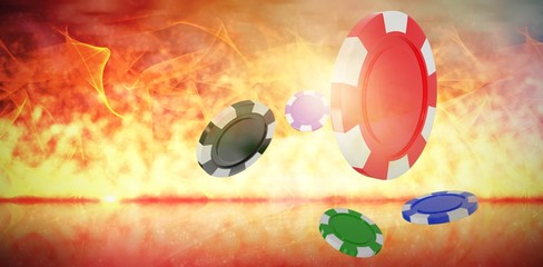 Poster - Composite image of vector image of 3d gambling chips