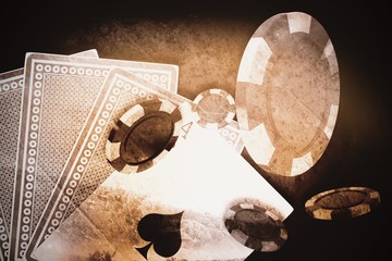 Poster - Composite image of vector image of 3d gambling chips
