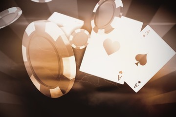 Poster - Composite image of vector image of 3d gambling chips