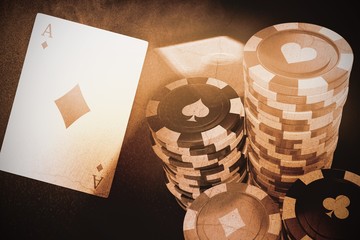 Poster - Composite 3d image of vector image of gambling chips