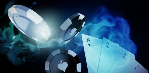 Poster - composite image of 3d image of red casino token
