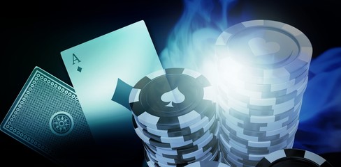 Poster - Composite 3d image of vector image of gambling chips