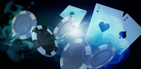 Poster - Composite image of illustration of 3d gambling chips