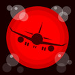 The aircraft take-off vector background and click button for airport site.