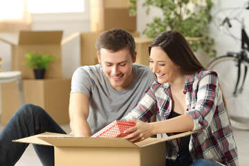 Poster - Couple unpacking moving house