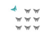 Origami butterflies conceptual background. Stand out from the crowd. Be different. Go your own way.