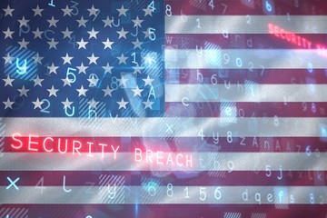 Poster - Composite 3d image of digital security hand  scan