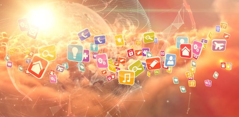 Poster - Composite 3d image of colourful computer applications