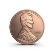 United States Lincoln Penny on white. 3D illustration