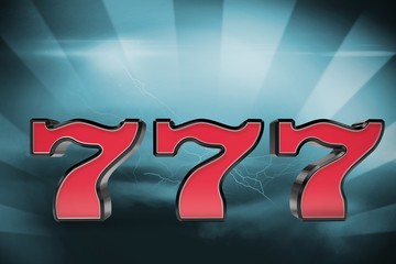 Poster - Composite image of digital image of 3d numbers seven
