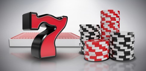 Poster - composite image of digital image of 3d number seven
