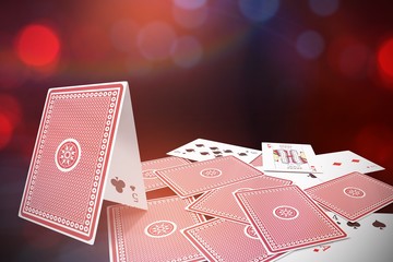 Poster - composite 3d image of graphic image of card castle