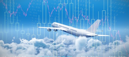 Poster - Composite 3d image of graphic airplane