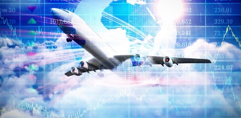 Poster - Composite 3d image of graphic airplane