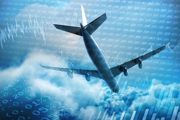 Poster - Composite 3d image of graphic airplane