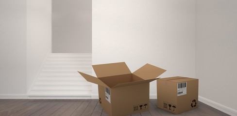 Poster - Composite image of 3d image of cardboad box