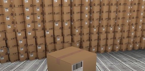 Poster - Composite image of packed brown cardboard box