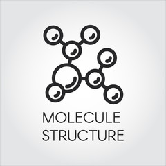 Molecule stucture linear icon. Label of chemical compound. Vector illustration for scientific, chemical, physical, educational and other projects