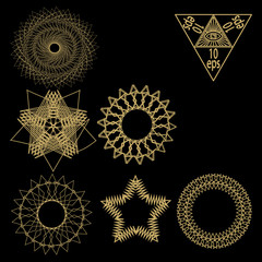 Sticker - geometry abstract elements vector isolated on black background