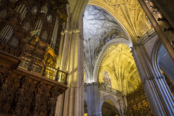 Wall Mural - interiors of Seville cathedral, Seville, Andalusia, spain