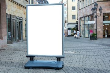 Blank ad space sign isolated in the street