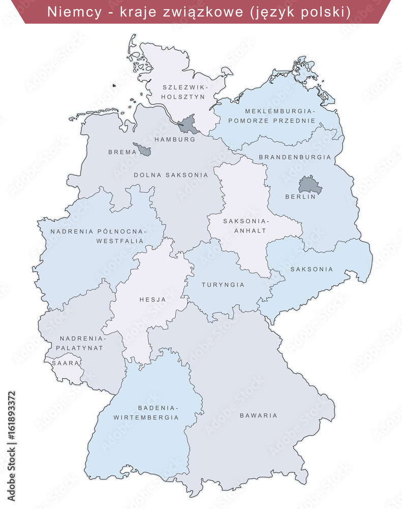 Mapa Niemiec - polskie nazwy - obrazy, fototapety, plakaty 