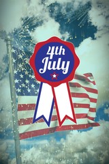 Canvas Print - Composite image of close up of badge with 4th july text 