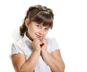 Wall Mural - Happy schoolgirl portrait in uniform