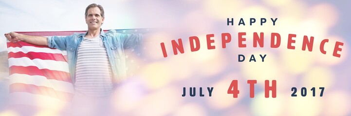 Poster - Composite image of happy 4th of july text on white background