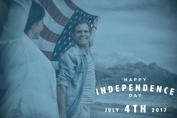 Poster - Composite image of happy 4th of july text on white background