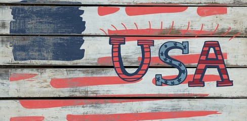Poster - Composite image of digitally generated image of usa text